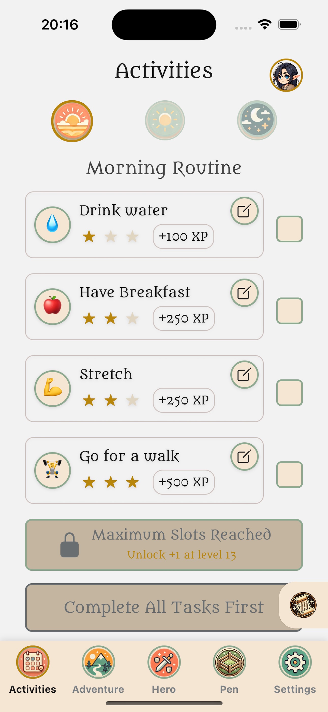 Morning Routine Screenshot